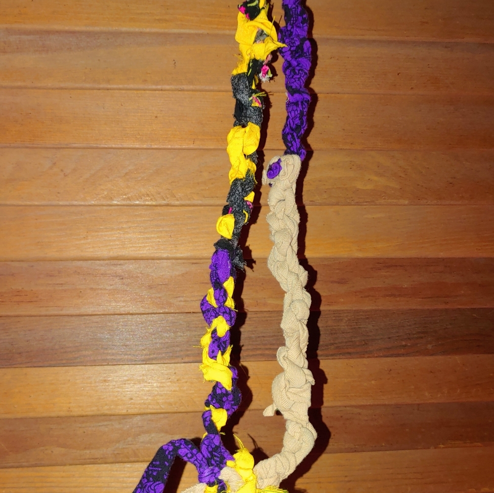 Fabric Necklace with E Wood Initial - Picture 3 of 5
